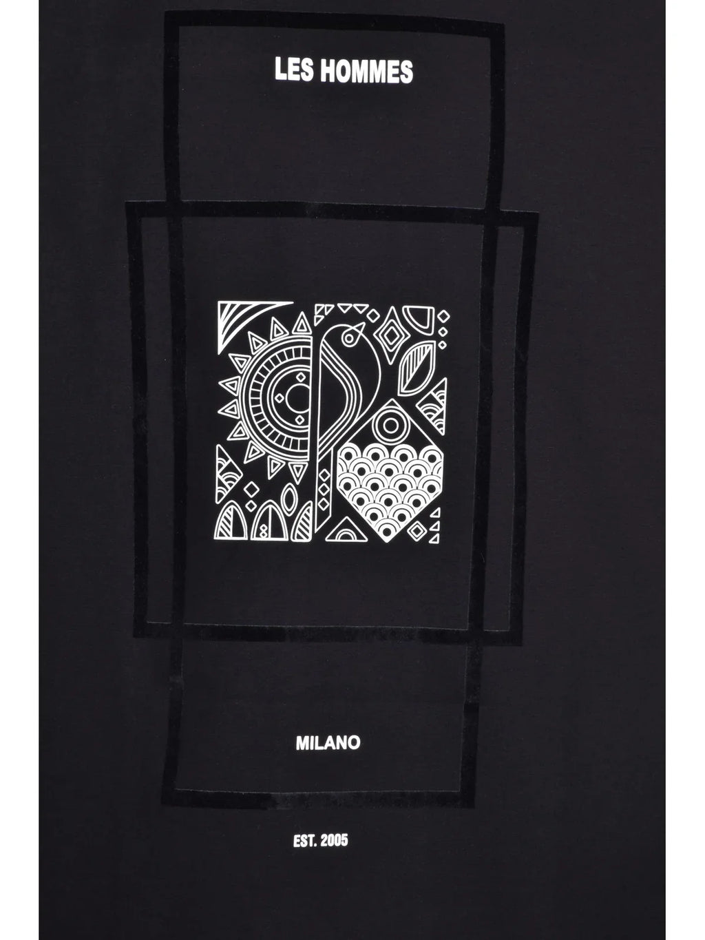 Black Modern Graphic Cotton-Blend T-Shirt
