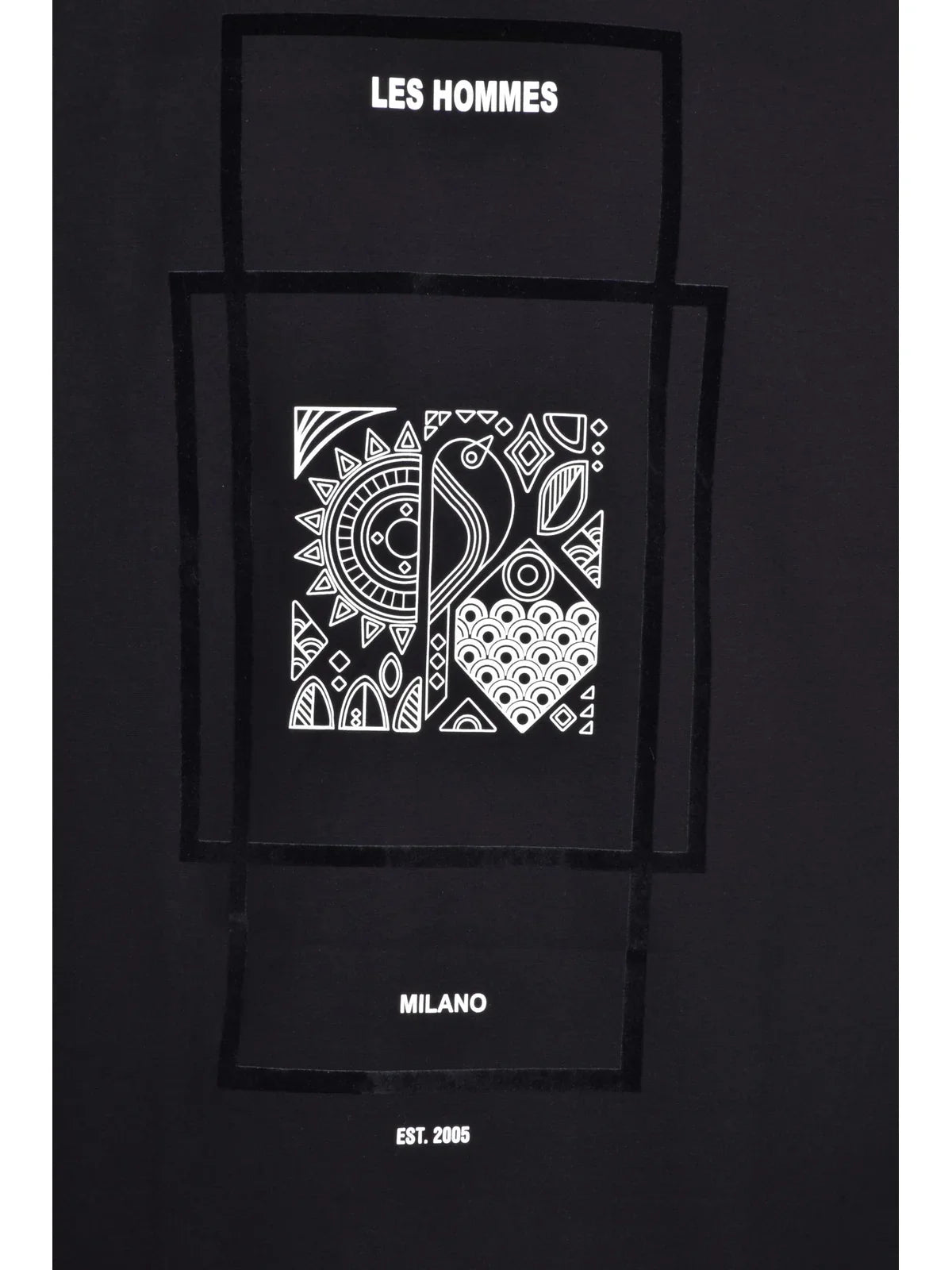 Black Modern Graphic Cotton-Blend T-Shirt