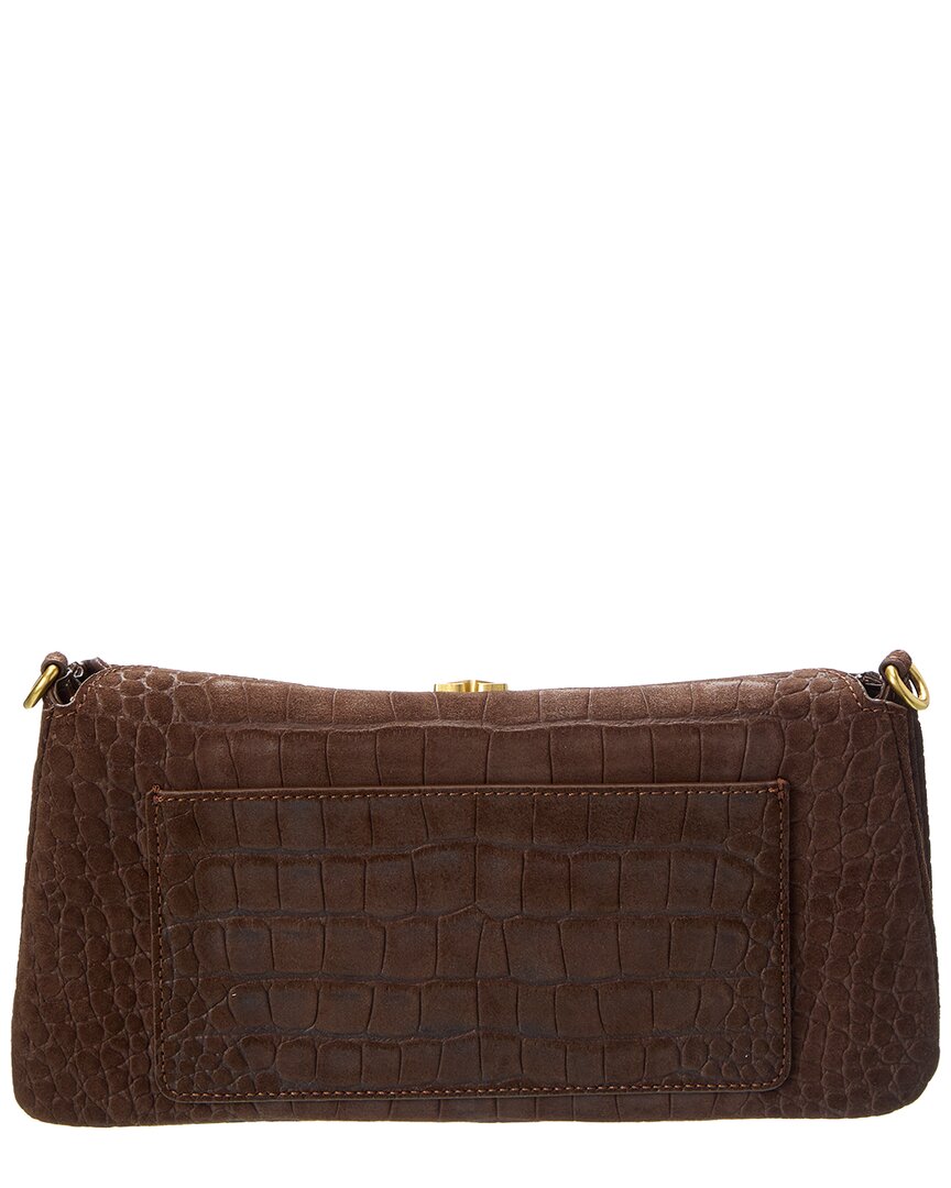 Off-White Jitney Croc-Embossed Suede Shoulder Bag