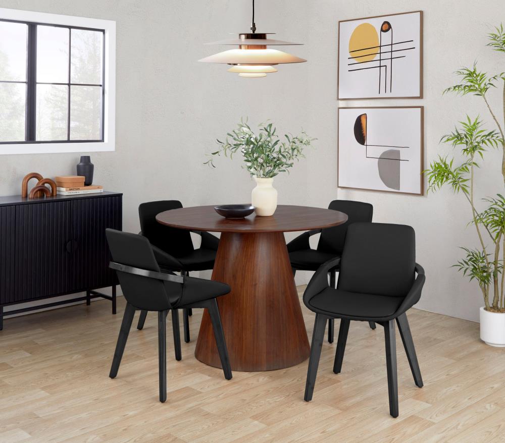 Modern Bamboo Accent Chair with Faux Leather Upholstered Seat