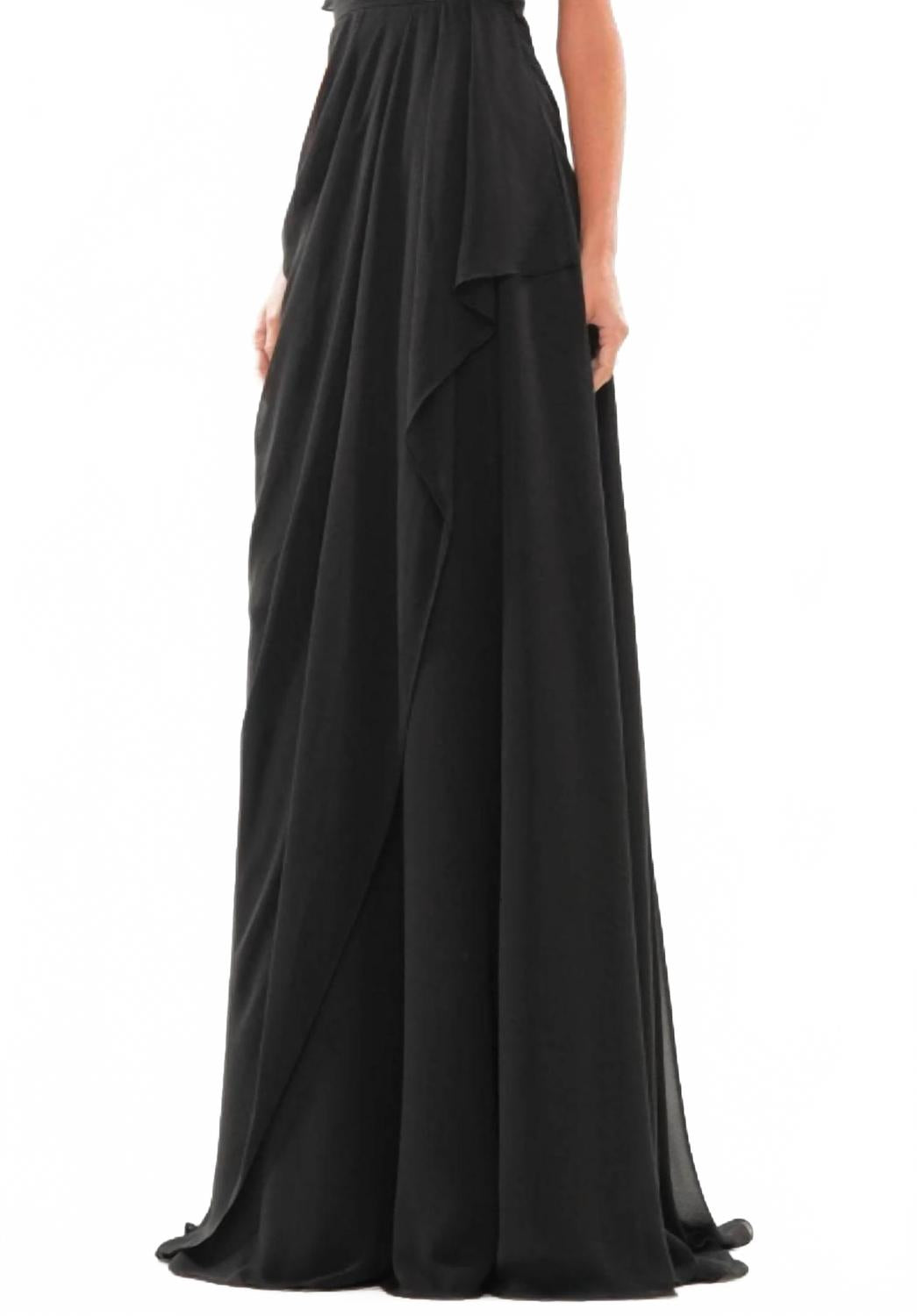 V-Neck Empire Evening Maxi Dress In Black