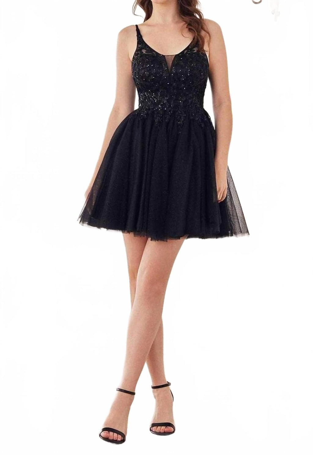 Glitter Cocktail Mini Dress - Plus In Black