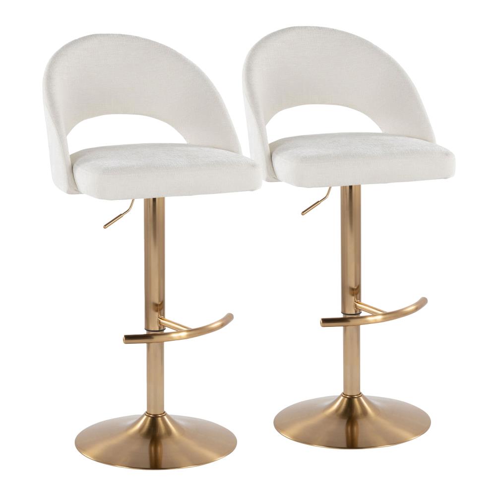 Contemporary Swivel Bar Stools with Upholstered Seats and Refined Metal Detailing