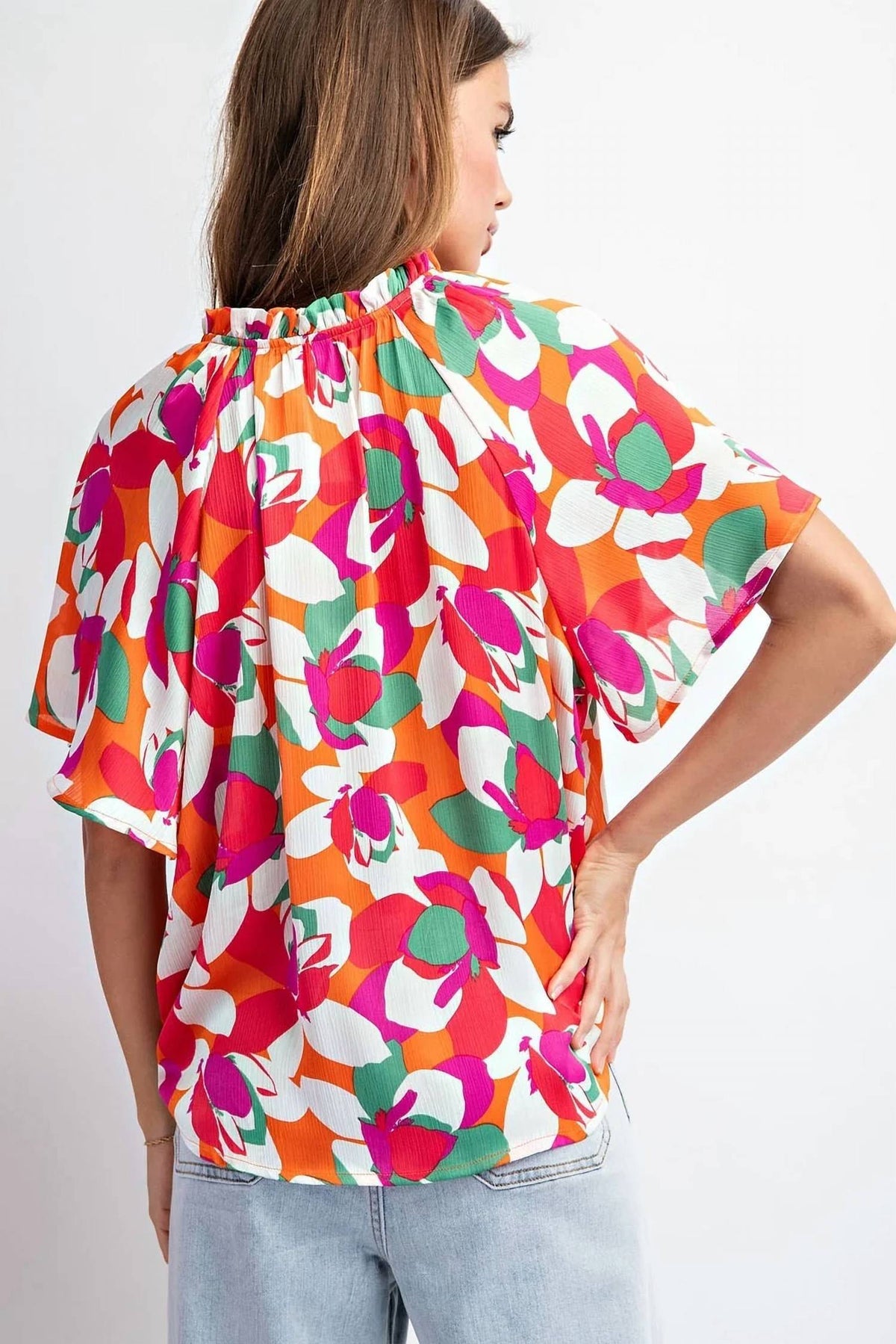 Santa Cruz Floral Printed Short Sleeve Top In Multicolor