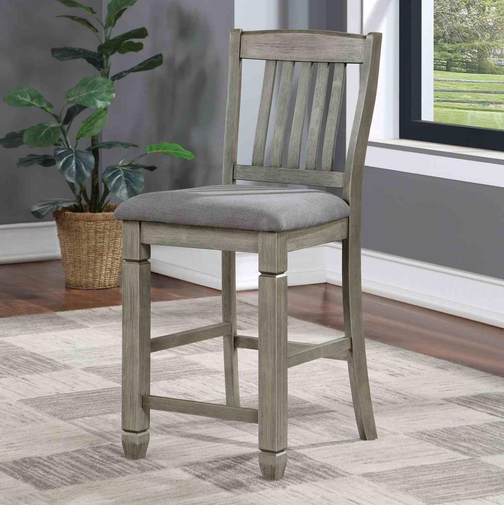 Upholstered Counter Chairs with Fabric Seats and Wooden Frames