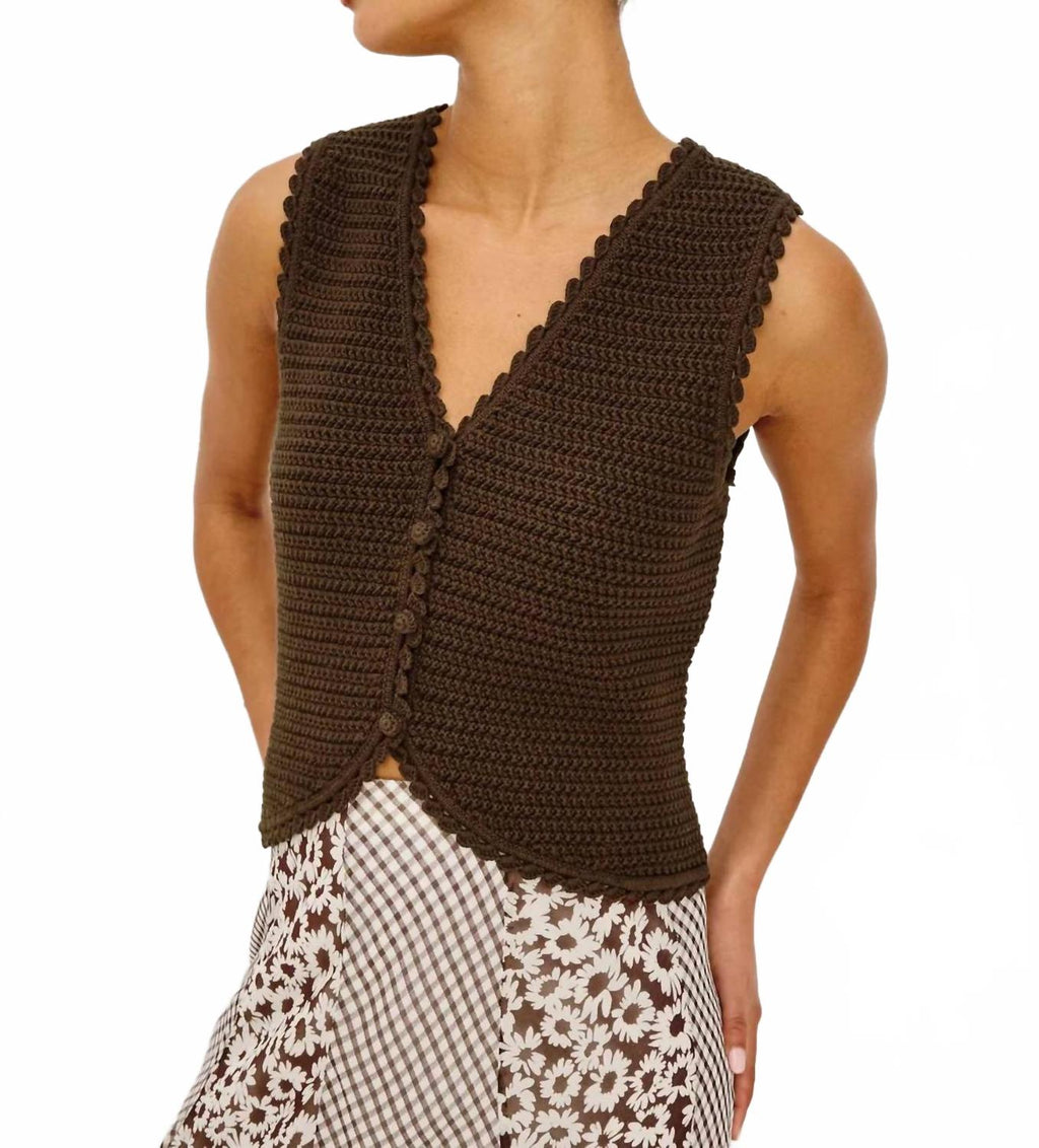 Calypso V-Neckline Vest In Espresso