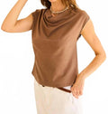 Jeweled Sleeve Top In Brown
