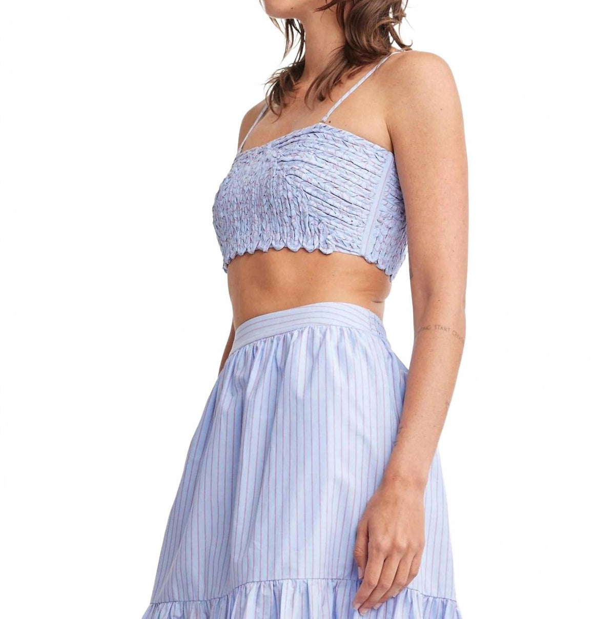 Milani Removable Straps Bandeau Top In Sky/red Stripe