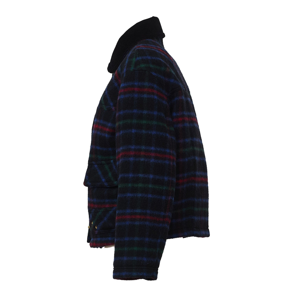 Tartan Wool-Blend Velvet Collar Bomber Jacket