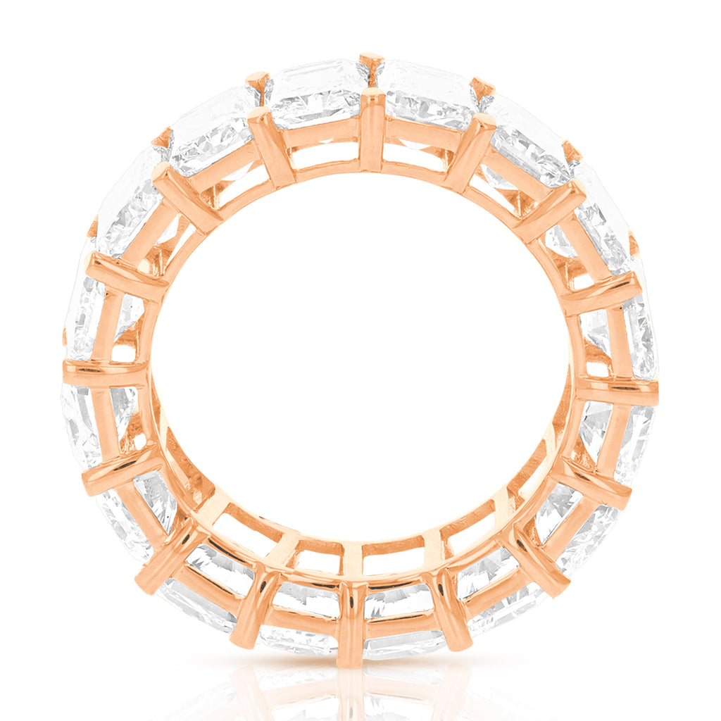 10 cttw Radiant Lab Grown Diamond Eternity Ring Wedding Band in 14K Rose Gold For Women