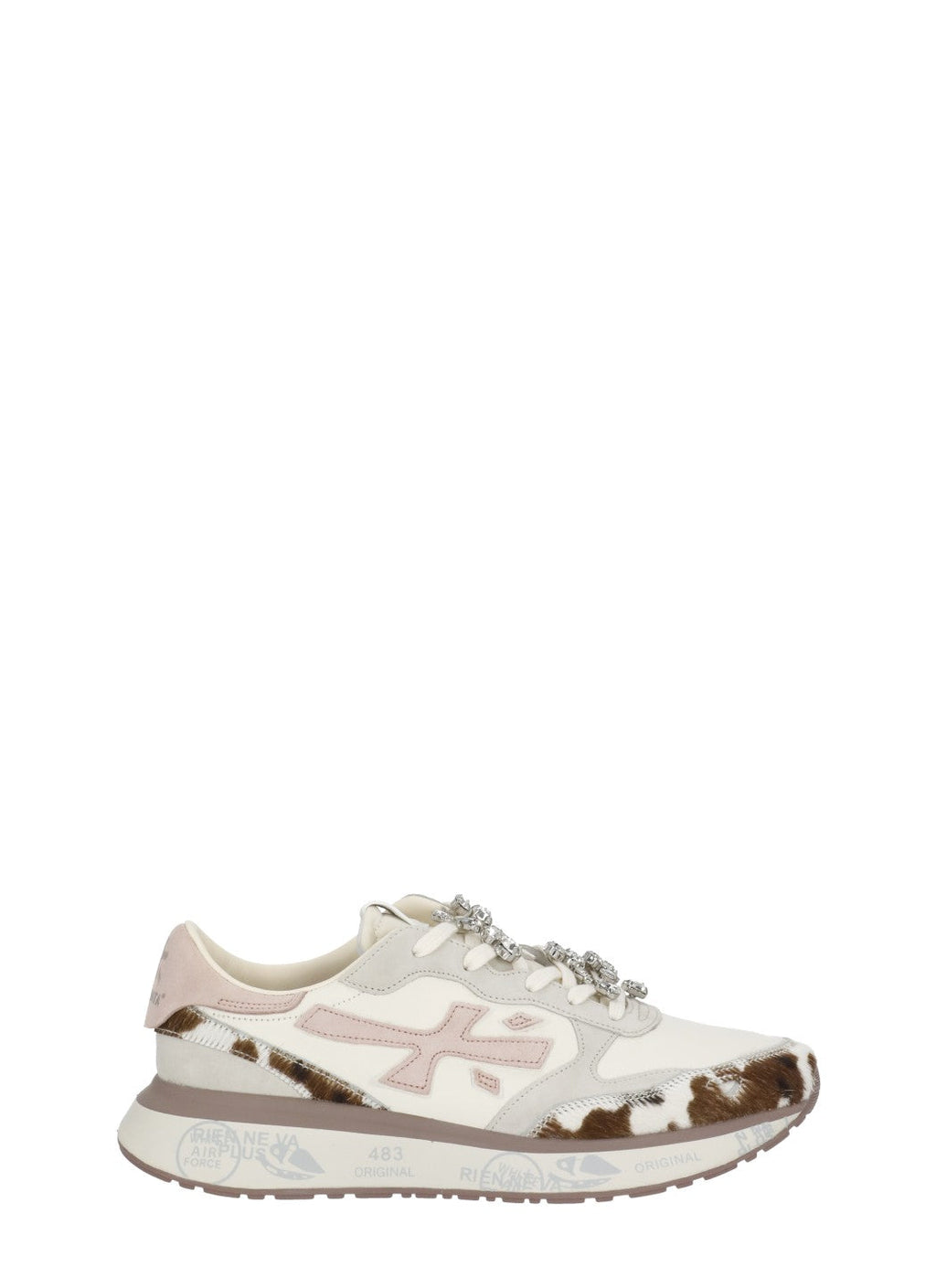 White Lauryn 8456k Crystal-Embellished Suede Leather Sneakers