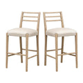 Wooden Counter Stools with Upholstered Seats and Slatted Backs