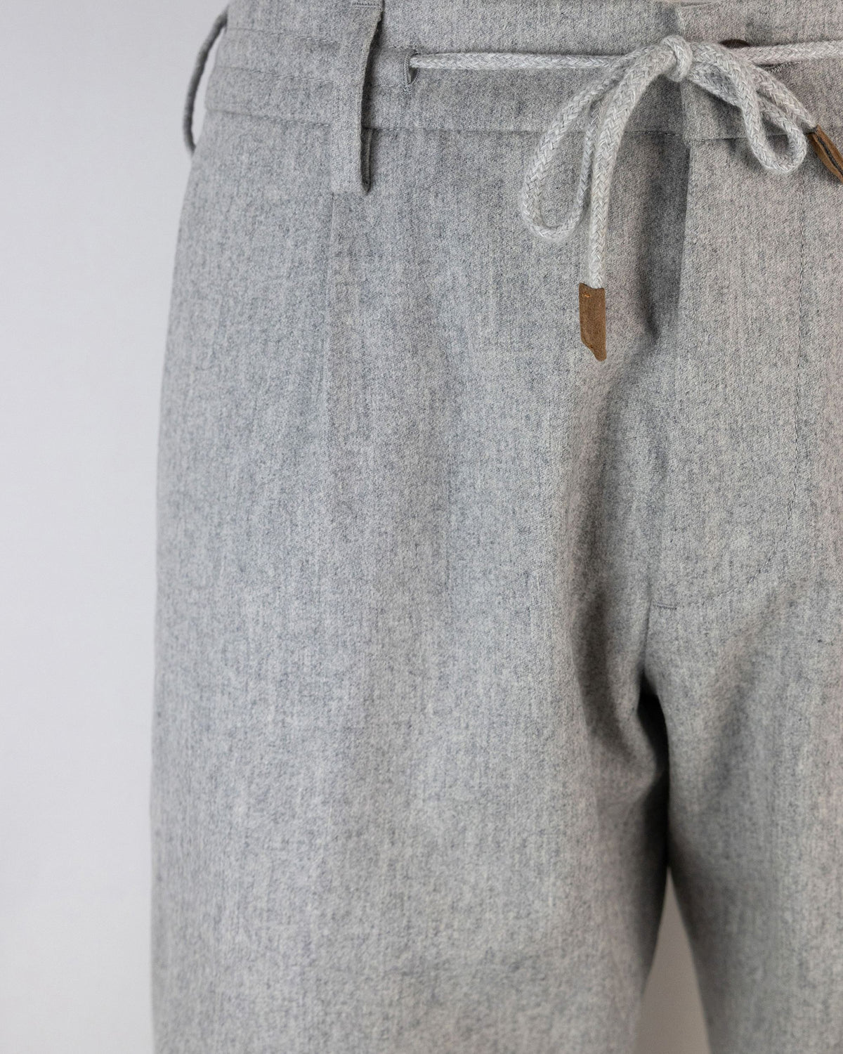 Light Grey Melange Wool-Blend Jogger Pants