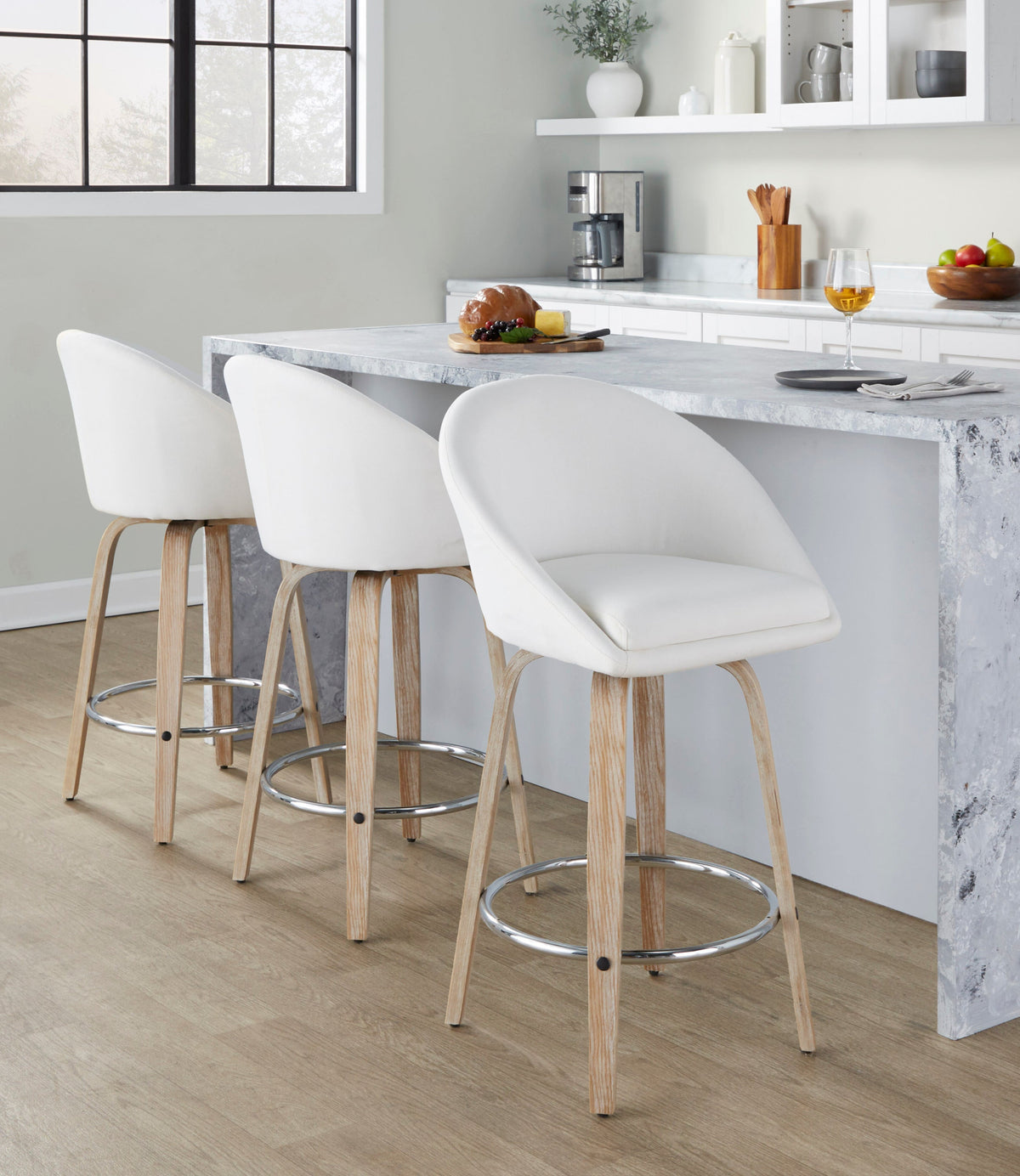 26-Inch Upholstered Counter Chairs with Footrests