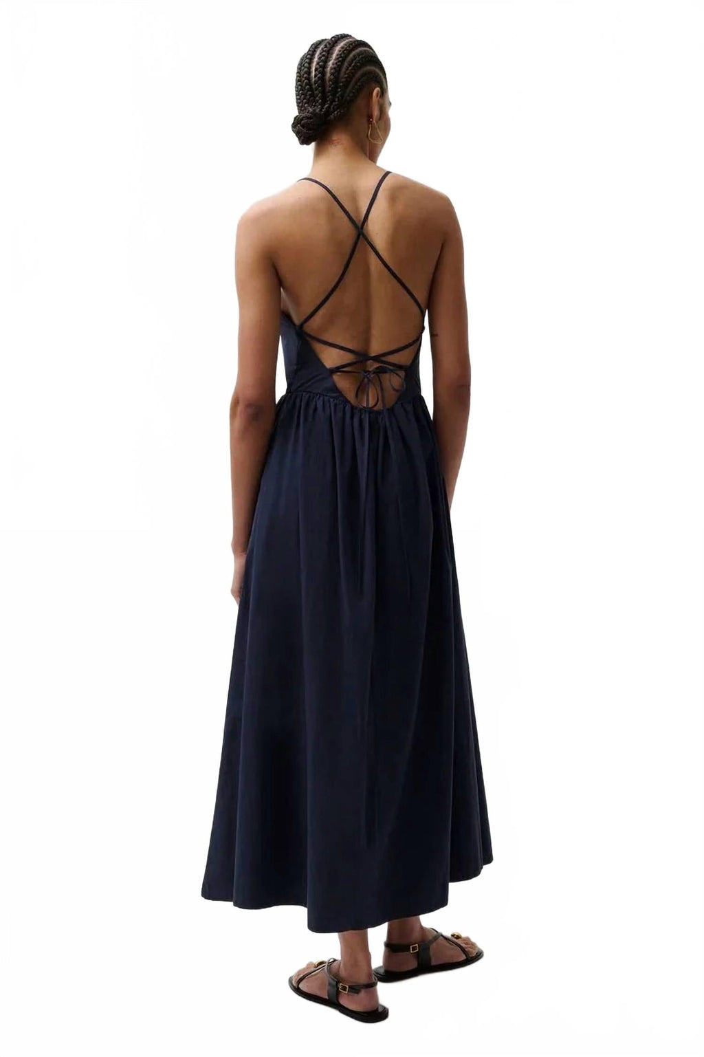 Sadee Open Back Dress In Navy