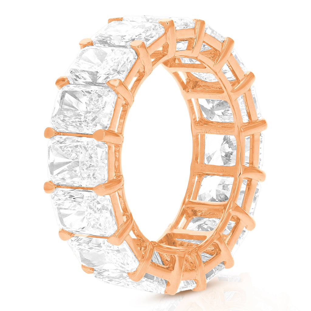 10 cttw Radiant Lab Grown Diamond Eternity Ring Wedding Band in 14K Rose Gold For Women