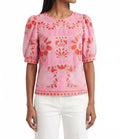 Lace Puff Sleeve Top In Pink Petal