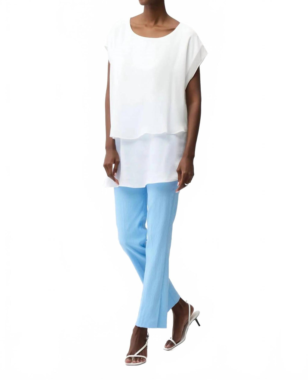 Jacquard Pull-On Straight Pants In Sky Blue