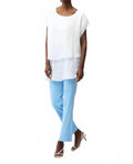 Jacquard Pull-On Straight Pants In Sky Blue