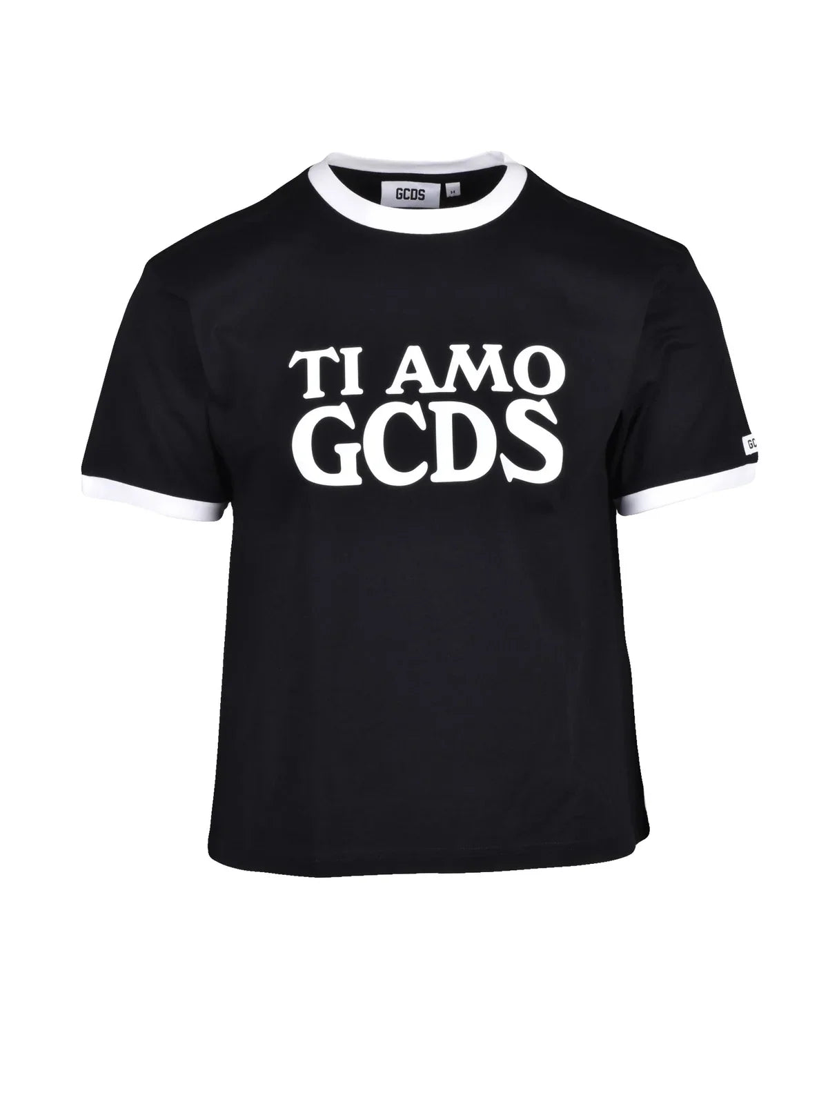 Black Cropped Graphic Cotton T-Shirt
