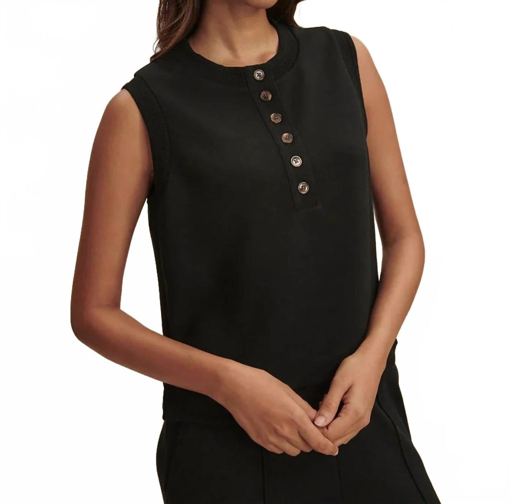 Marla Button Placket Tank In Black