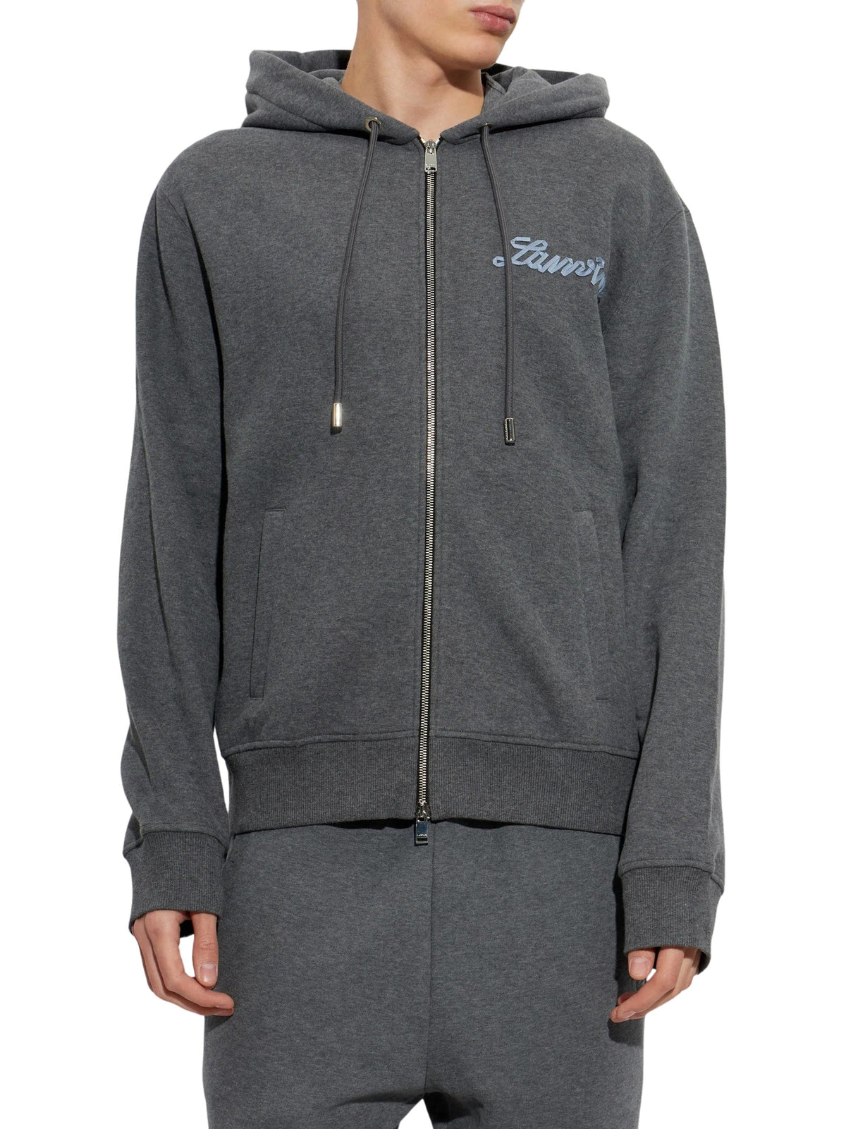 Zip-Up Hoodie With Contrasting Embroidered Logo