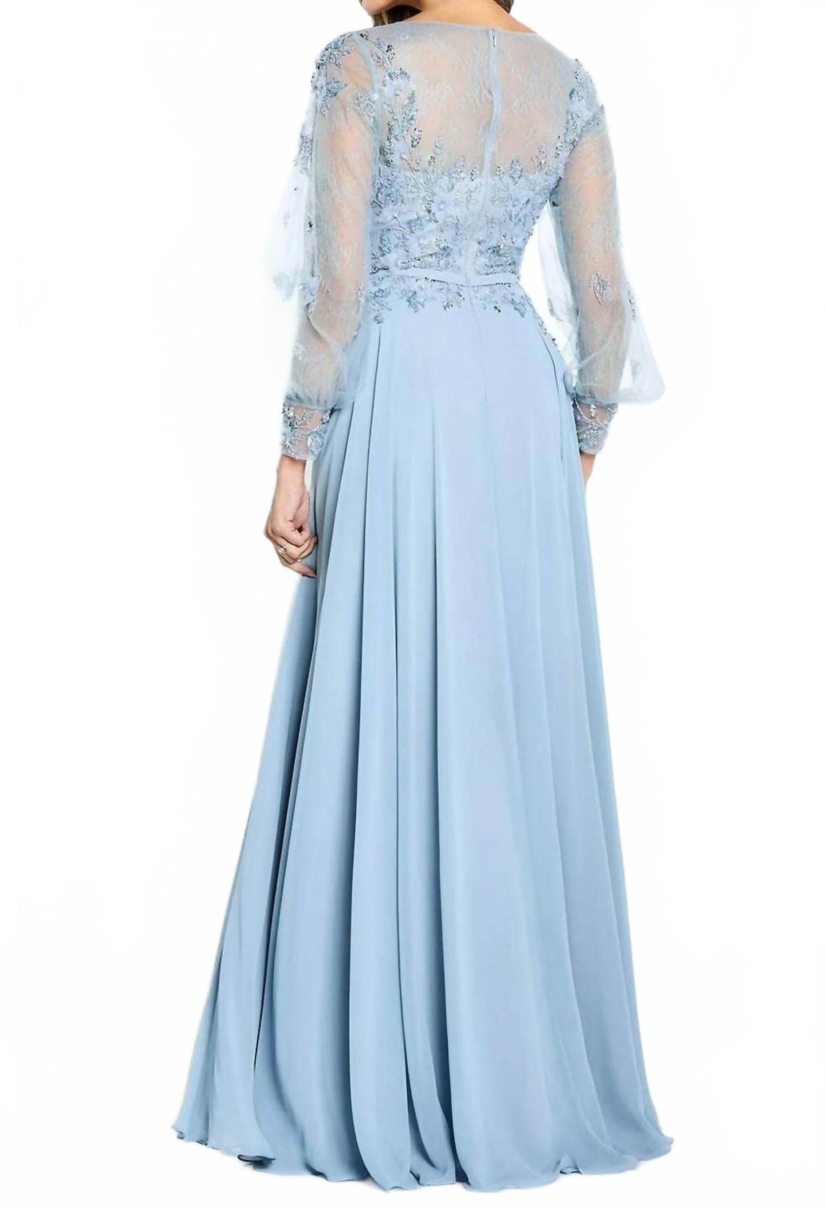 Long Sleeve A-Line Maxi Dress In Blue Haze