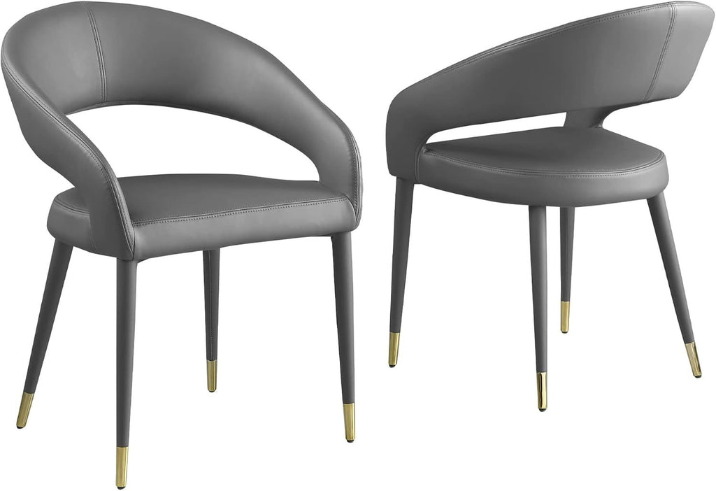 Contemporary Dining Chair Pair with Metallic Accents