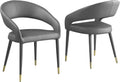 Contemporary Dining Chair Pair with Metallic Accents