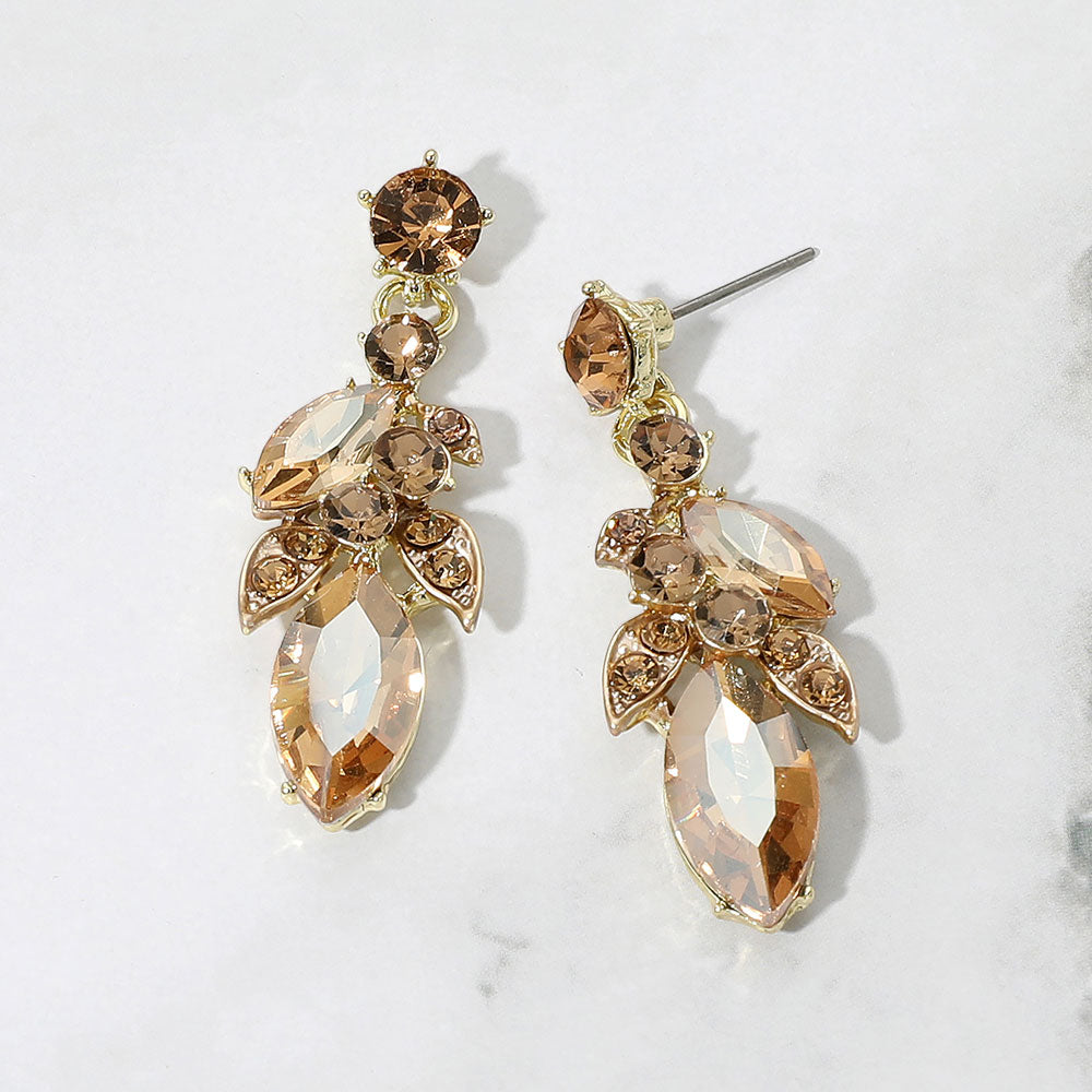 Marquise Gem Steon Cluster Embellished Drop Evening Earrings
