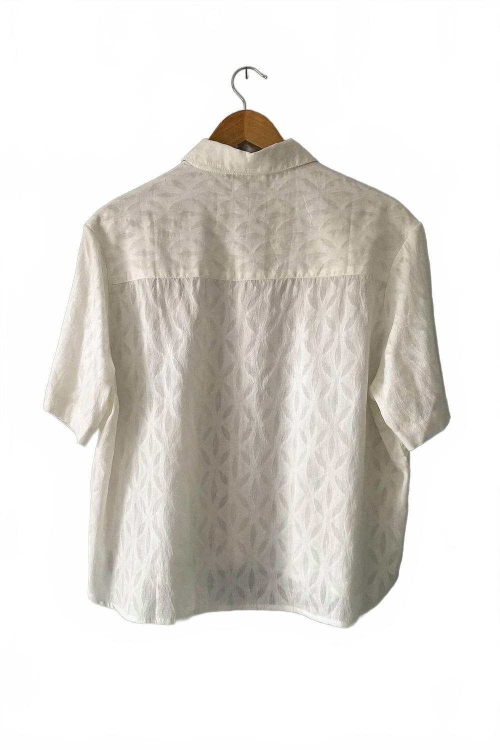 Sarah Collared Shirt In Ivory Jacquard