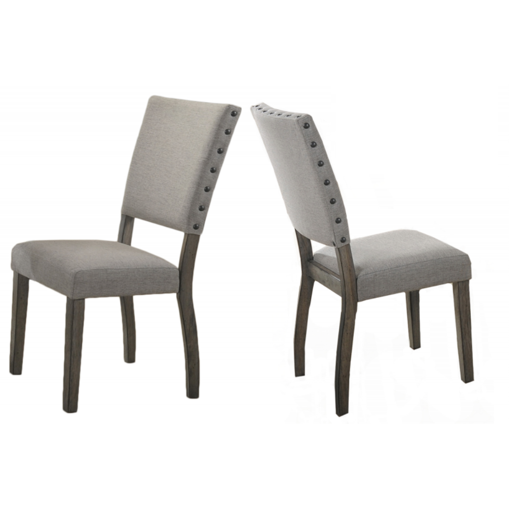 Set of 2 Antique Style Upholstered Dining Chairs with Nailhead Trim