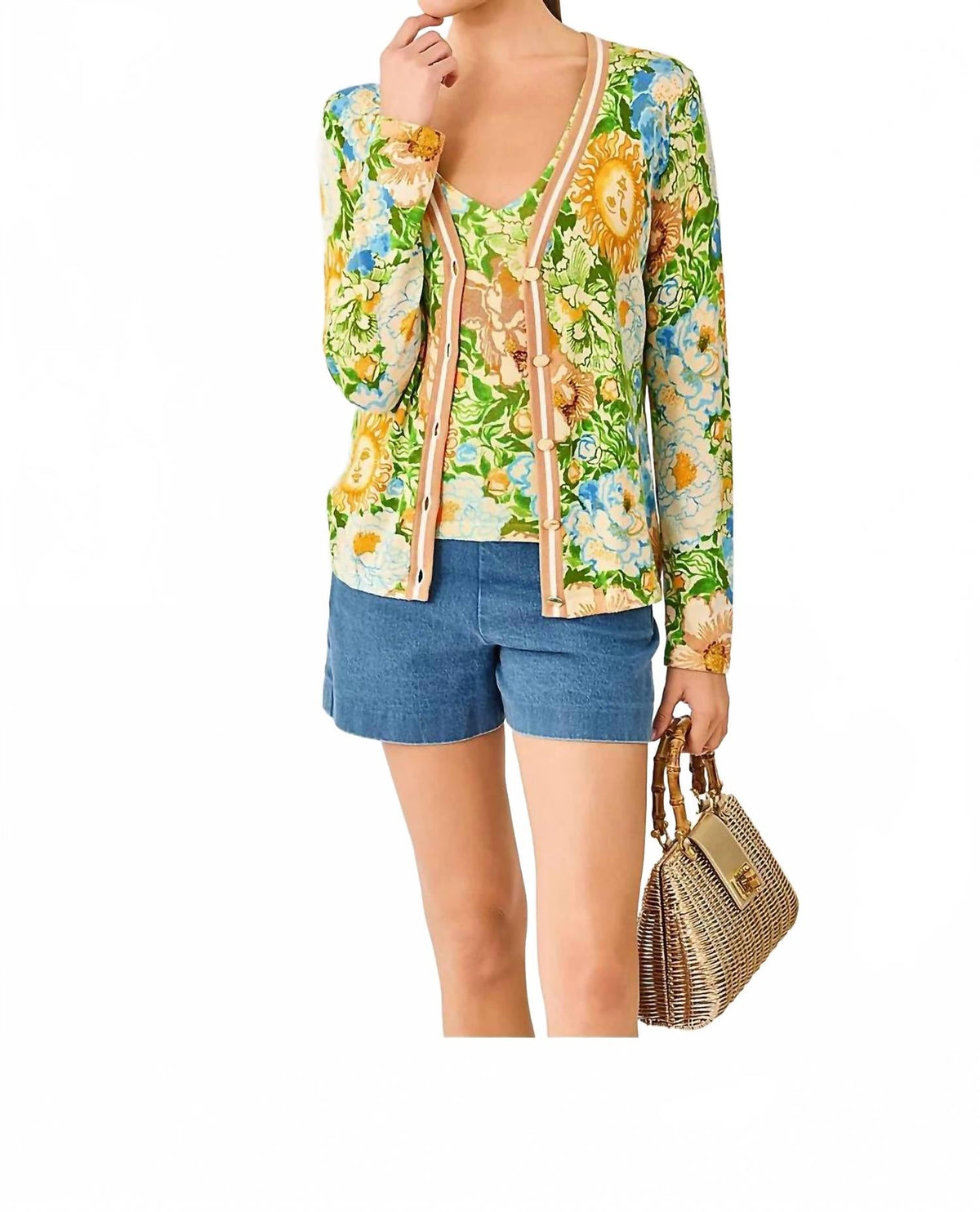 Pollyanne Long Sleeve Cardigan In Rutabaga Sympeony