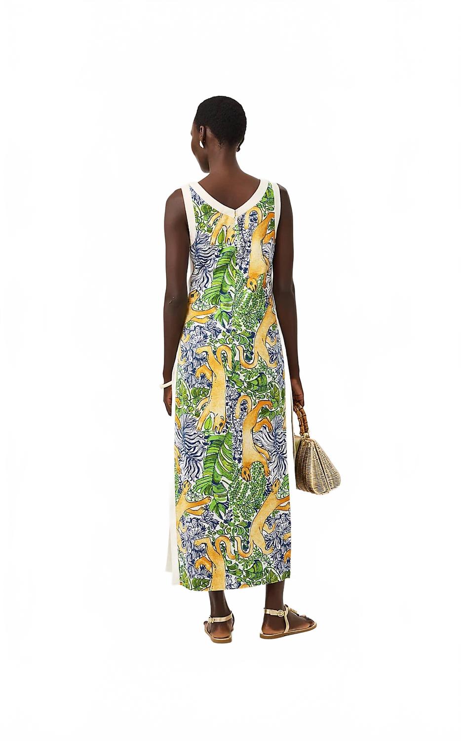 Eleanora Maxi Shift Romper In Multi Palm Prowl Engineered