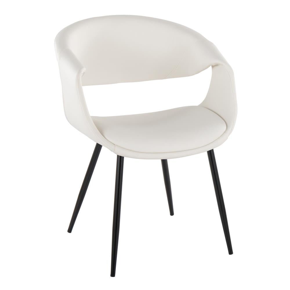 Set of 2 Modern Side Chairs with Padded Faux Leather Seats and Minimalist Metal Frames