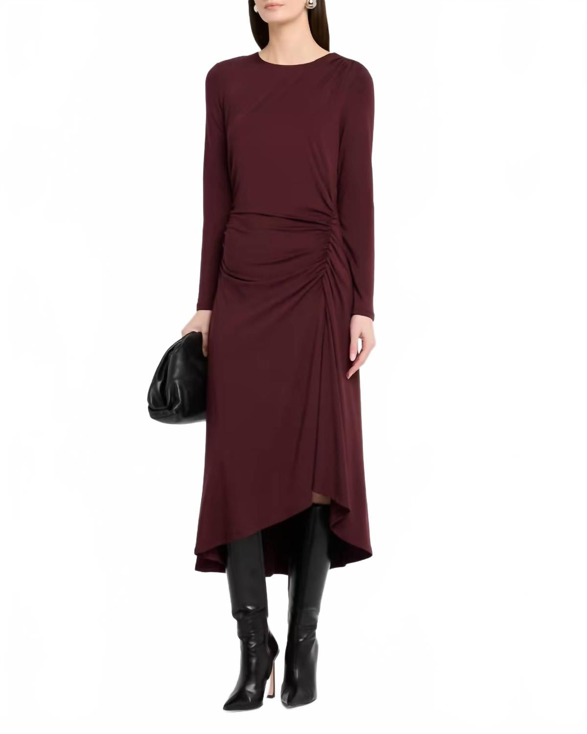 Theodora Long-Sleeve Midi Dress In Raisin