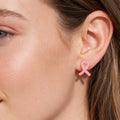 Enamel Pink Ribbon Symbol Stud Earrings