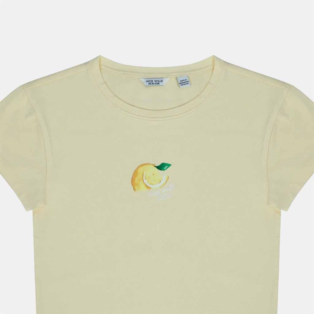 Jack Wills Graphic Cotton Short Sleeve Crew Neck Print Crop Top