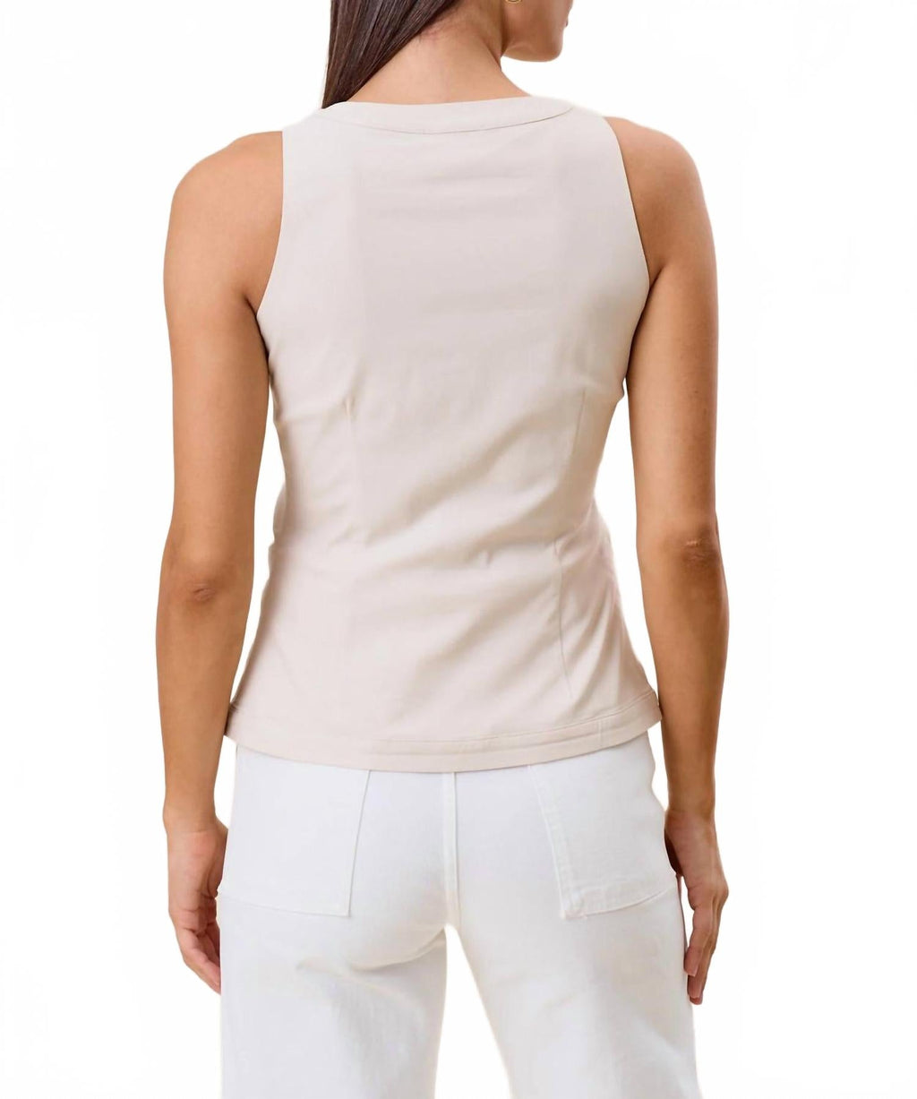 Hook & Eye Sleeveless Stretchy Top In Beige