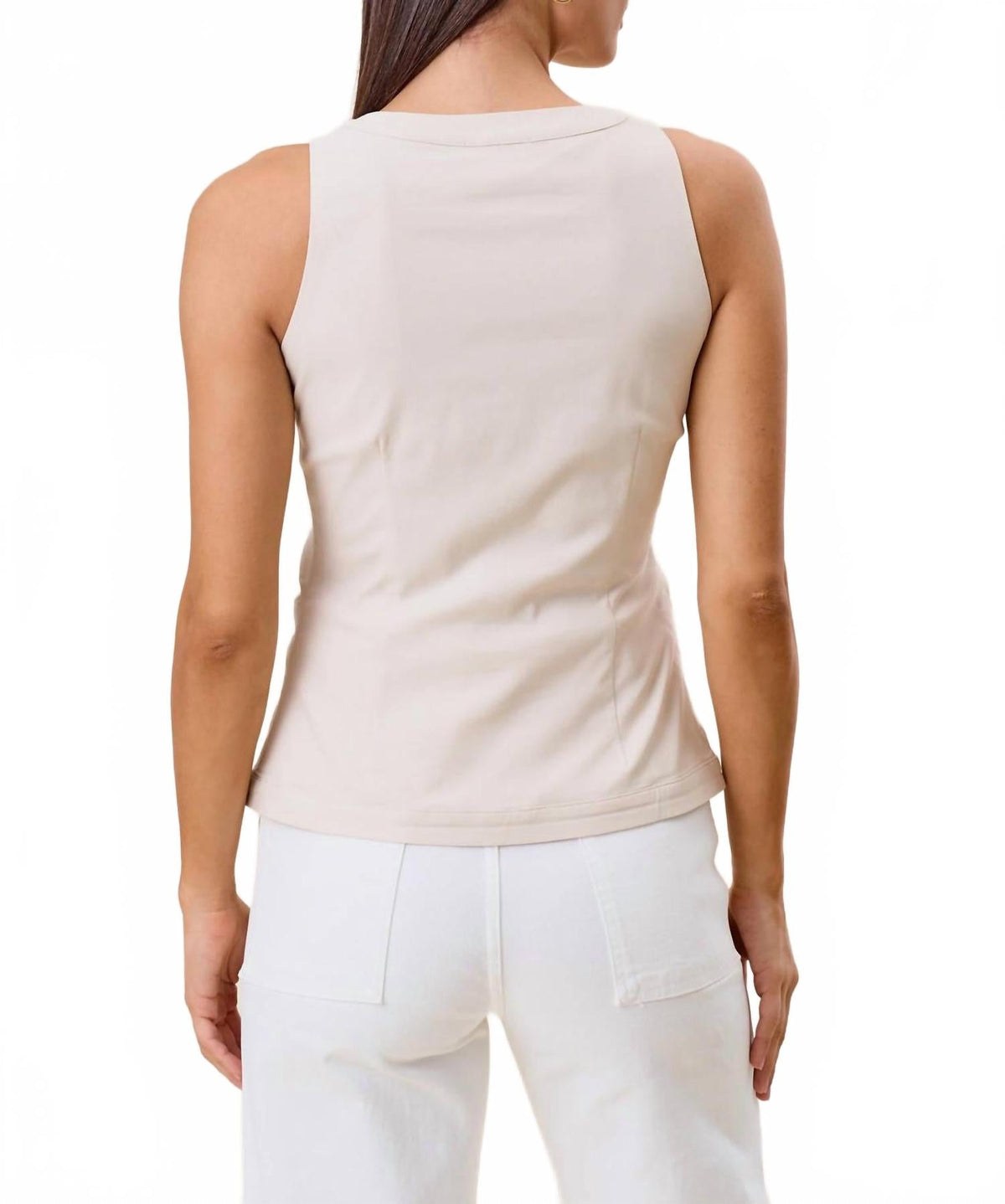 Hook & Eye Sleeveless Stretchy Top In Beige