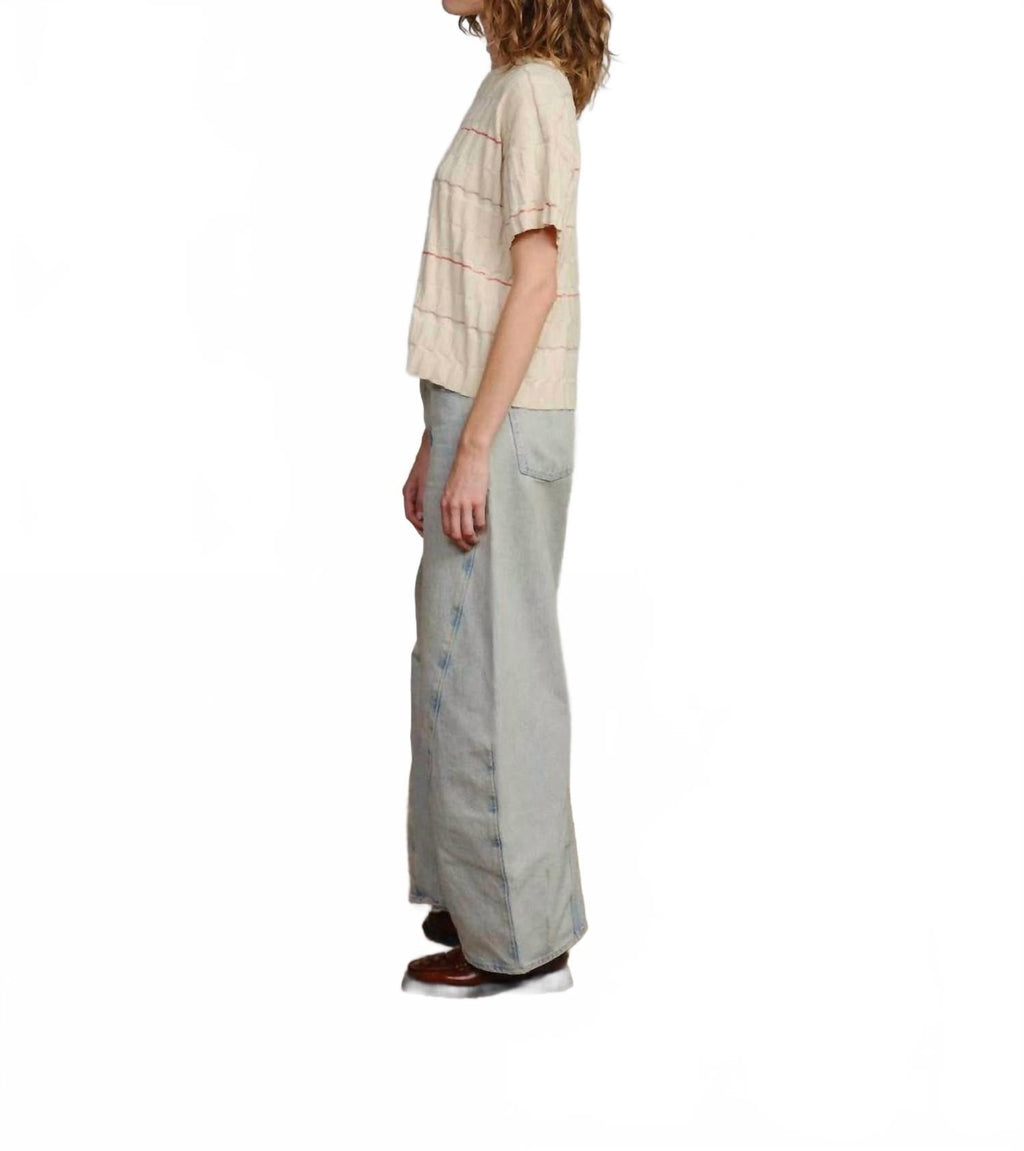 Wiggle Stripe Knit Grid Tee In Daybreak