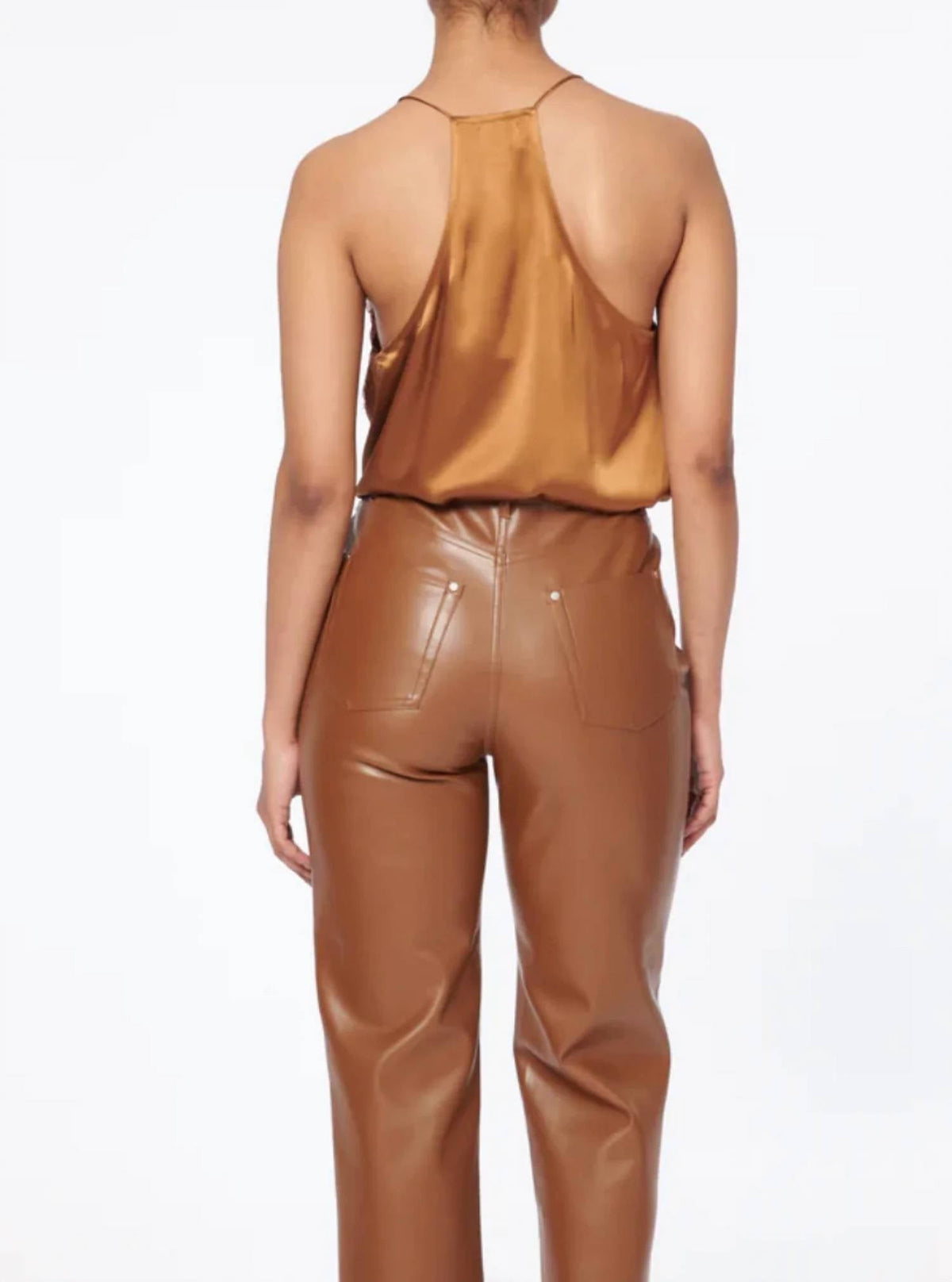 Racer Charmeuse Cami Top In Toffee