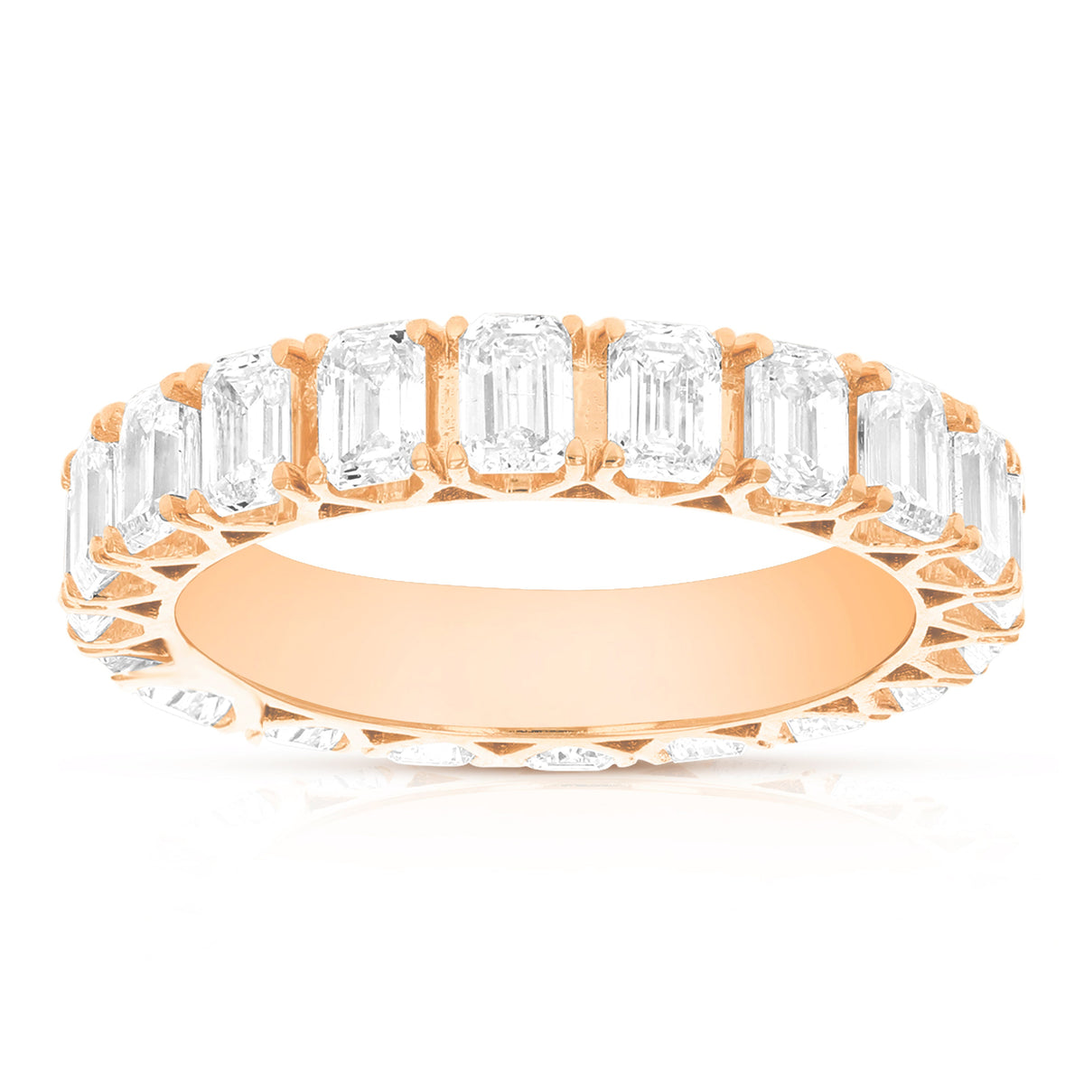 3 cttw Emerald Lab Grown Diamond Eternity Ring Wedding Band in 14K Rose Gold For Women