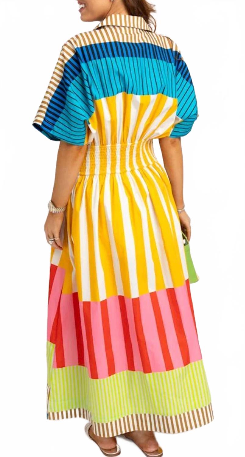 Stripe Button Maxi Dress In Multi