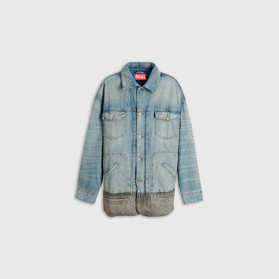 Denim jacket with contrast hem