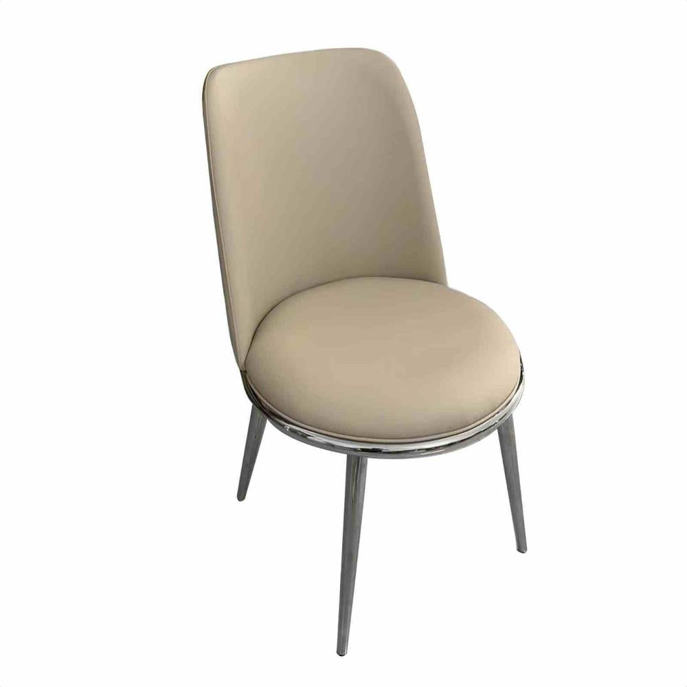 Set of 2 Contemporary Dining Chairs with Round Upholstered Seats