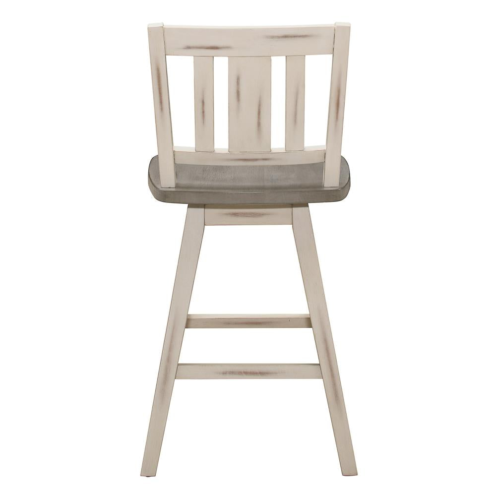 Rustic Swivel Dining Chairs with Vertical Slat Back Set of 2