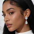 Elegant Teardrop Cluster Drop Evening Earrings