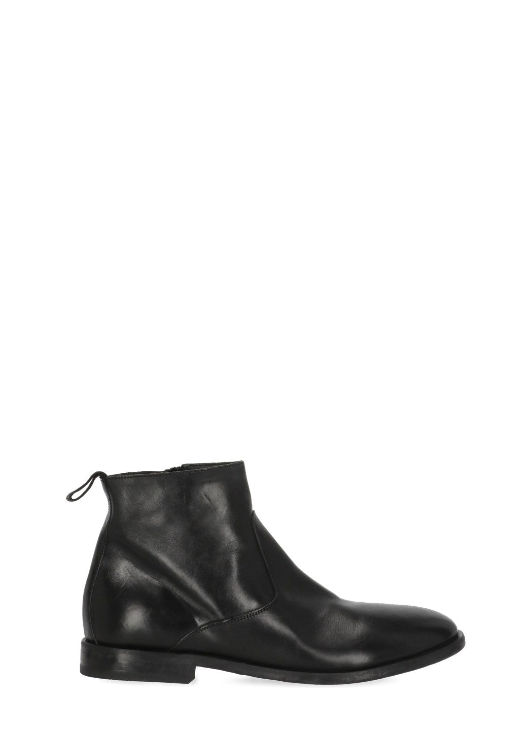 Black Caesar Vintage Zip Leather Ankle Boots