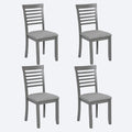 Rubberwood Dining Chair Set with Curved Backrests